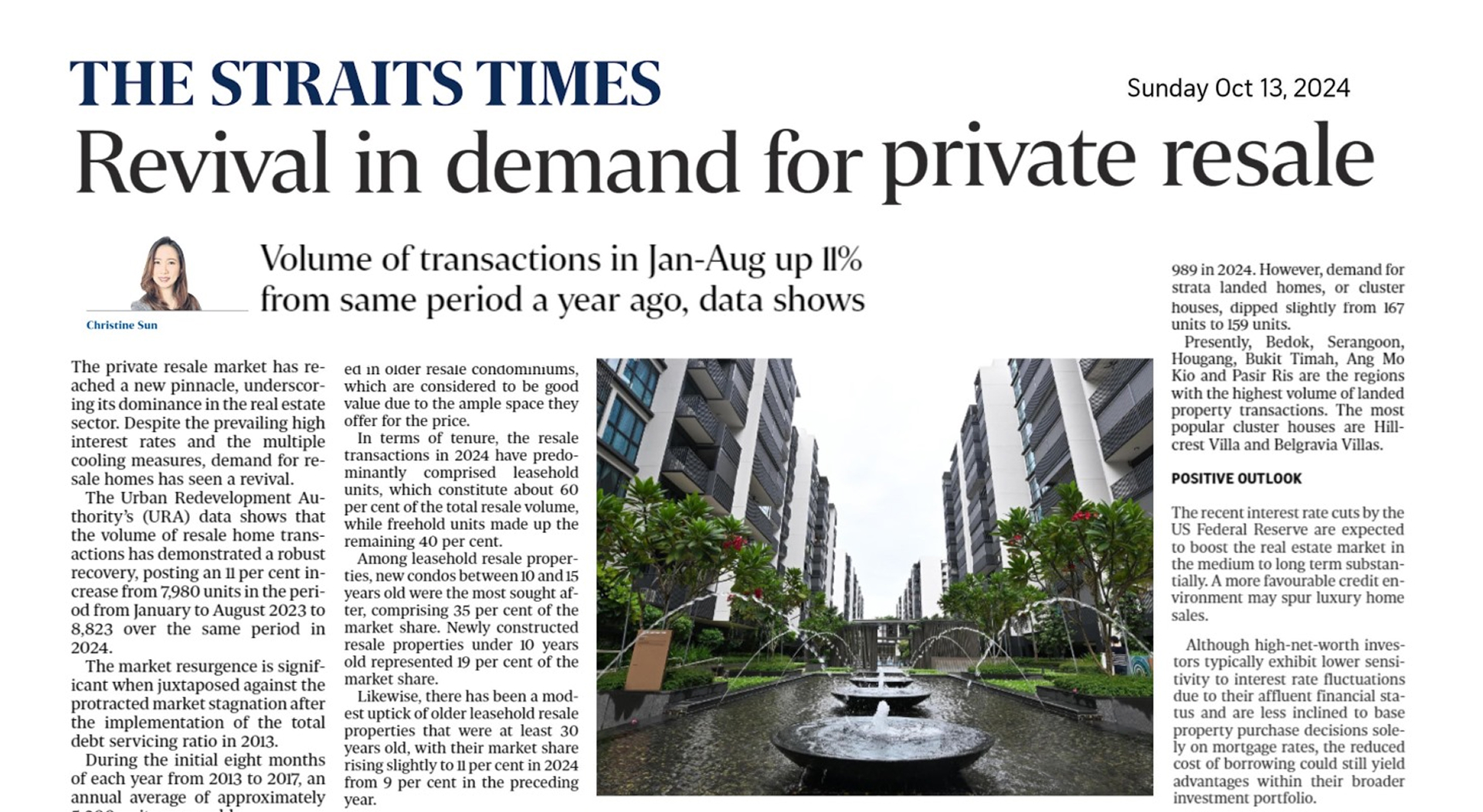 Revival in demand for private resale homes